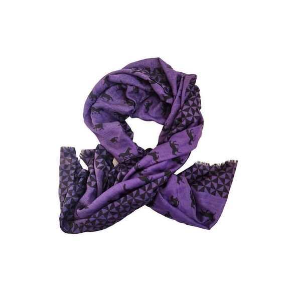 BeckSonderGaard  purple horse silk wool scarf - Picture 1 of 4